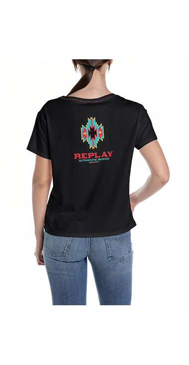 オーバーフィット幾何学模様のグラフィックTシャツ 詳細画像